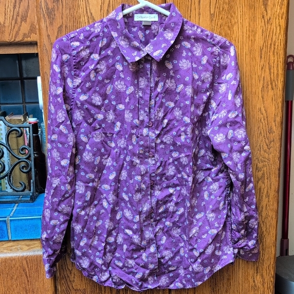 Coldwater Creek Tops - Coldwater Creek Purple Floral Blouse